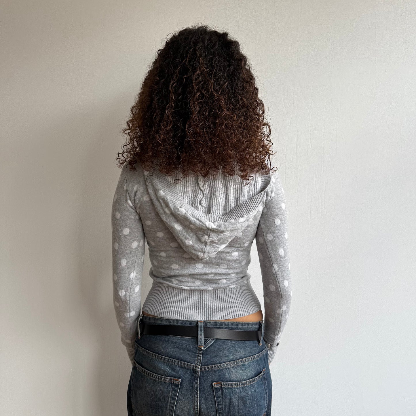 Grey polka dot hooded knit - Size S