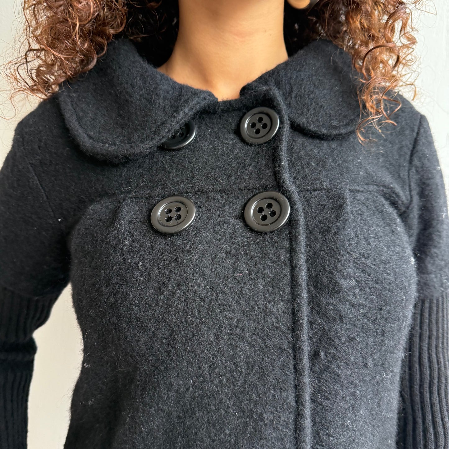 Black knit peacoat - Size S