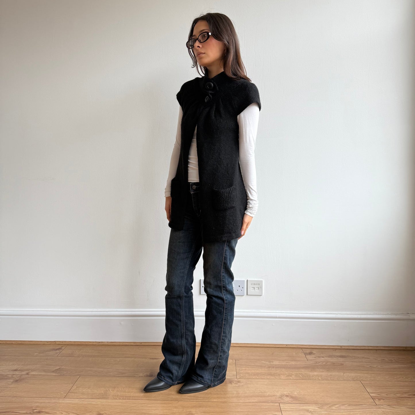Black knit gilet - Size M