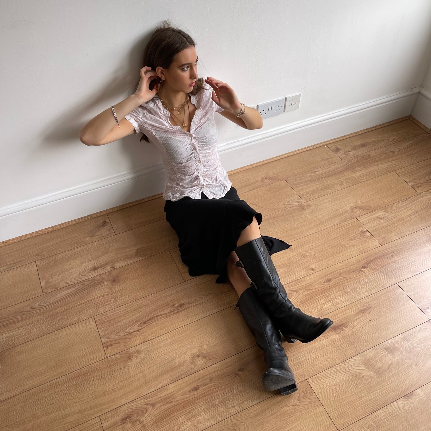 Red polka dot blouse - Size S