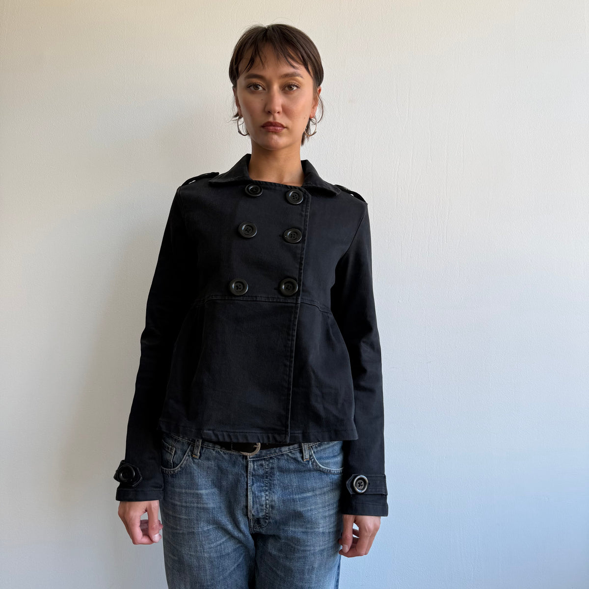 Black denim peacoat - Size S/M