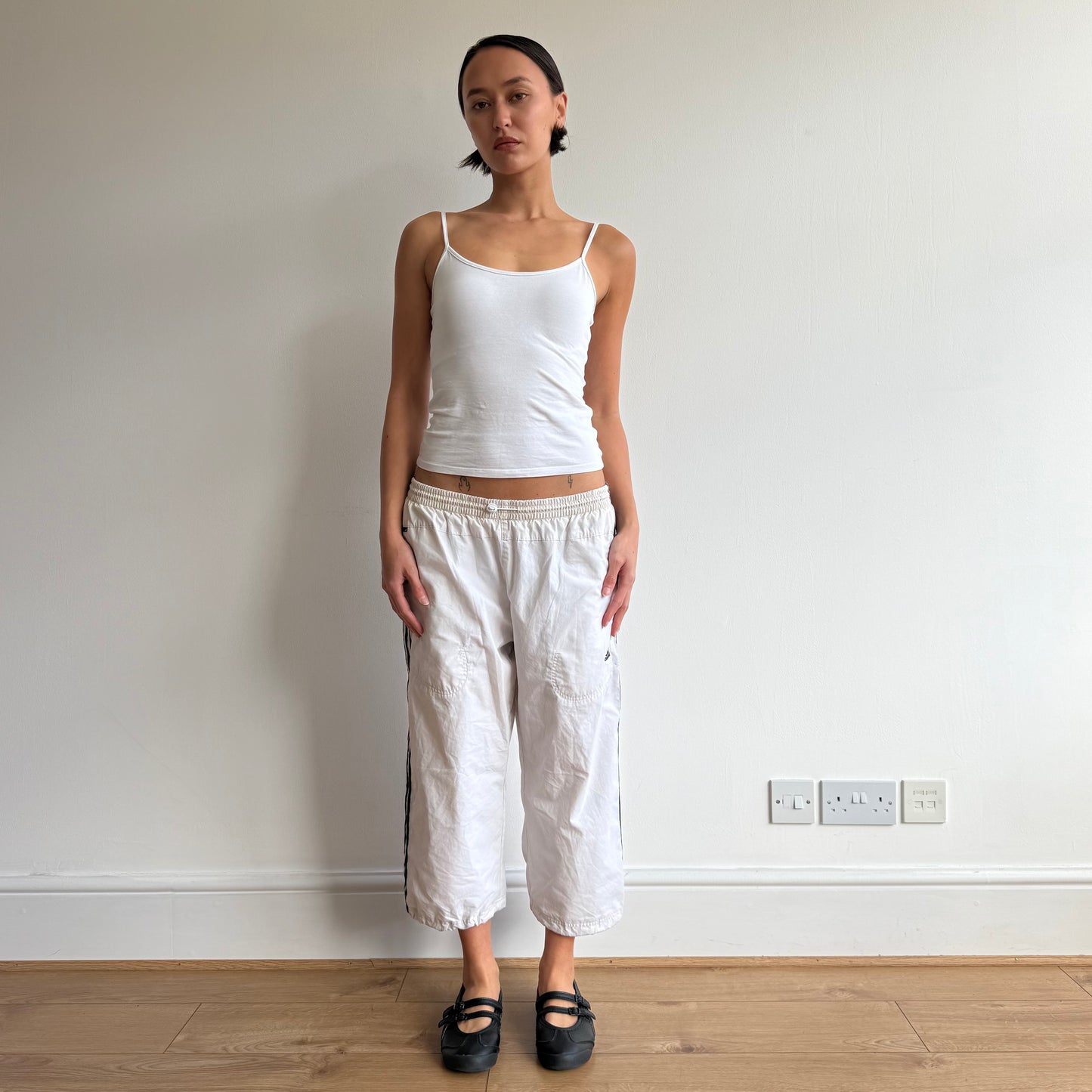 White Adidas toggle capris - Size M