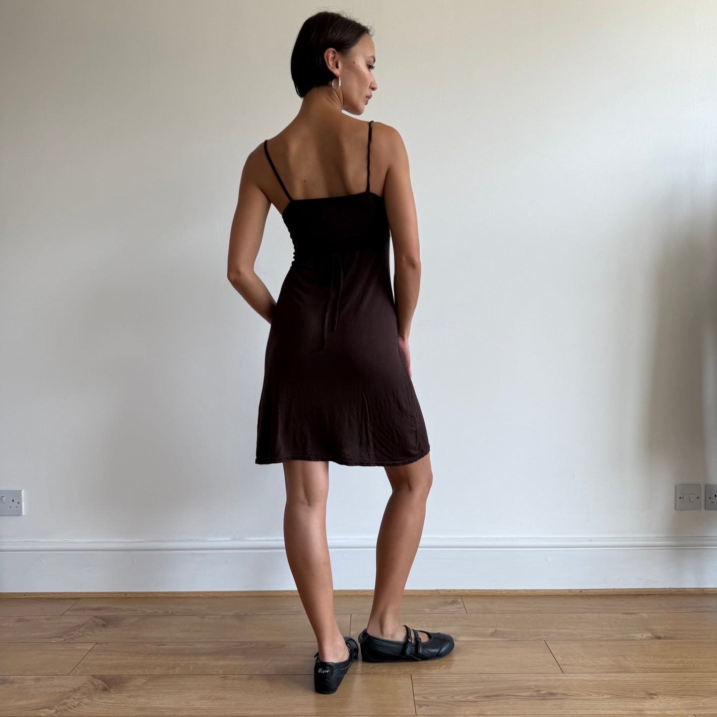 Brown cowl neck tie dress - Size S