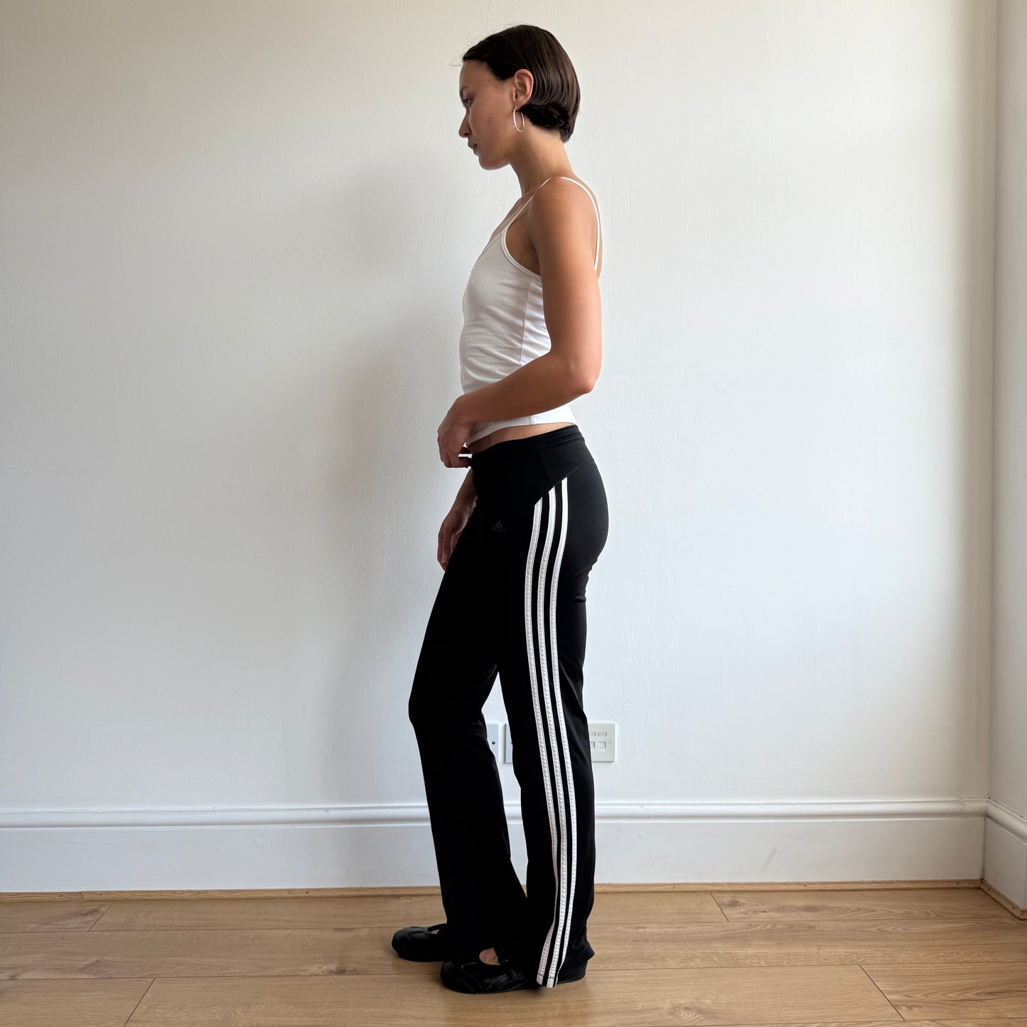Black Adidas stripe flared yoga pants - Size XS