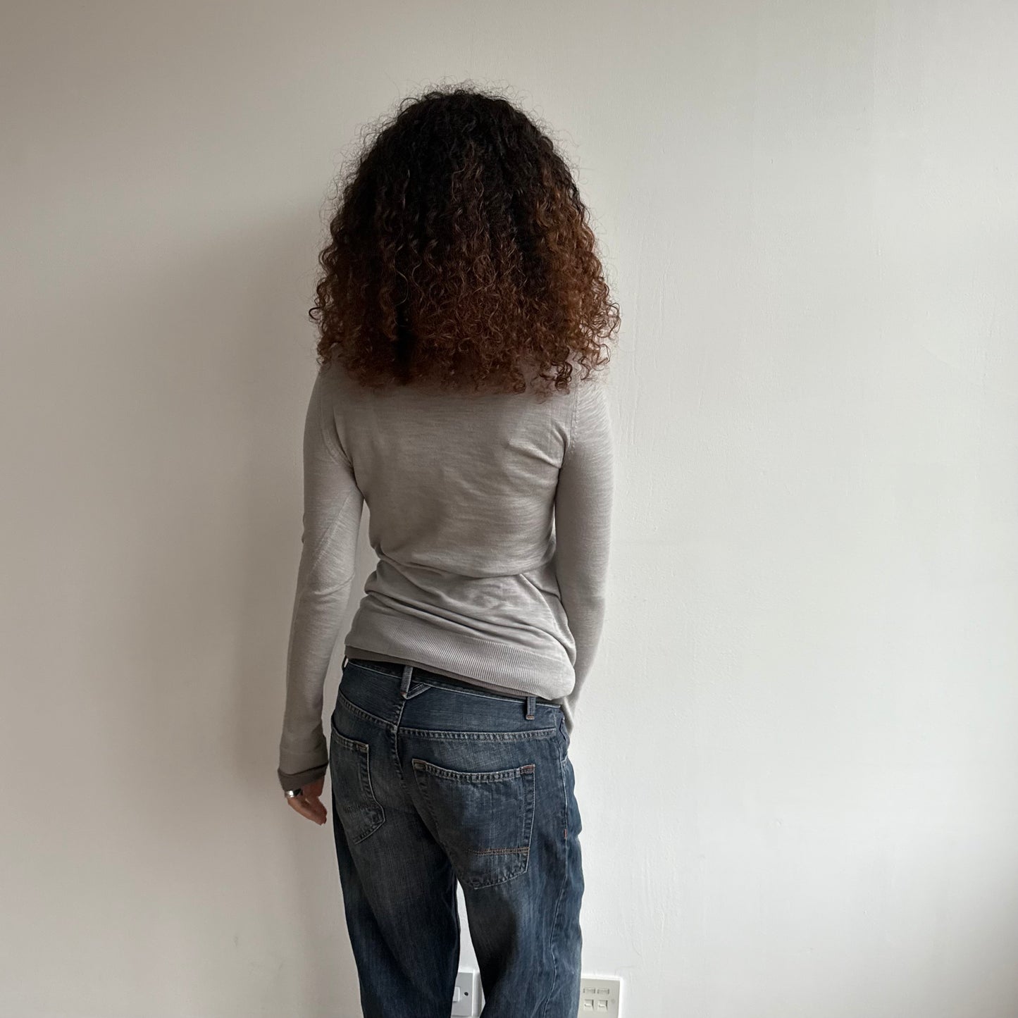 Grey double layer knit top - Size S