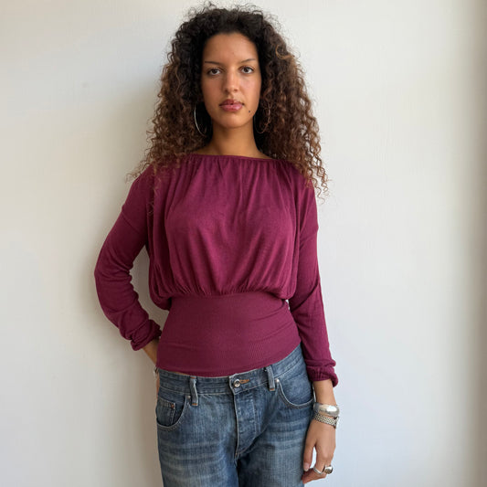 Burgundy slouchy keyhole knit - Size S