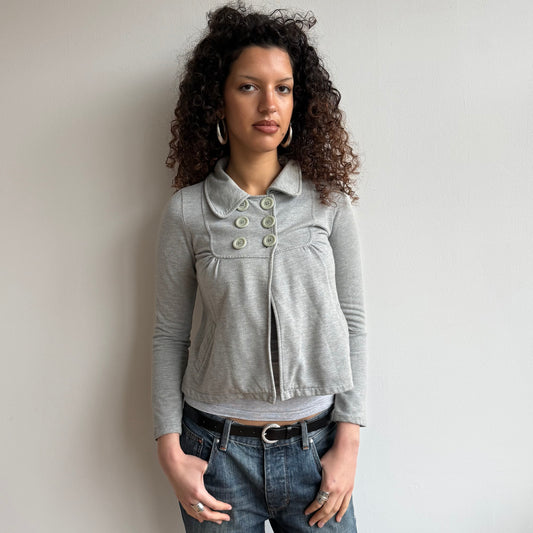 Grey 3/4 sleeve peacoat jumper - Size S