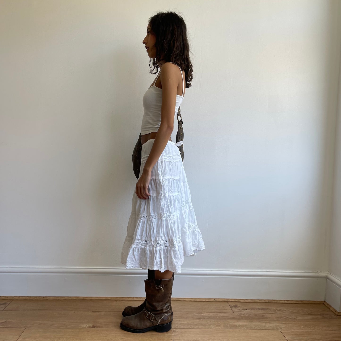 White broderie midi skirt - Size S/M
