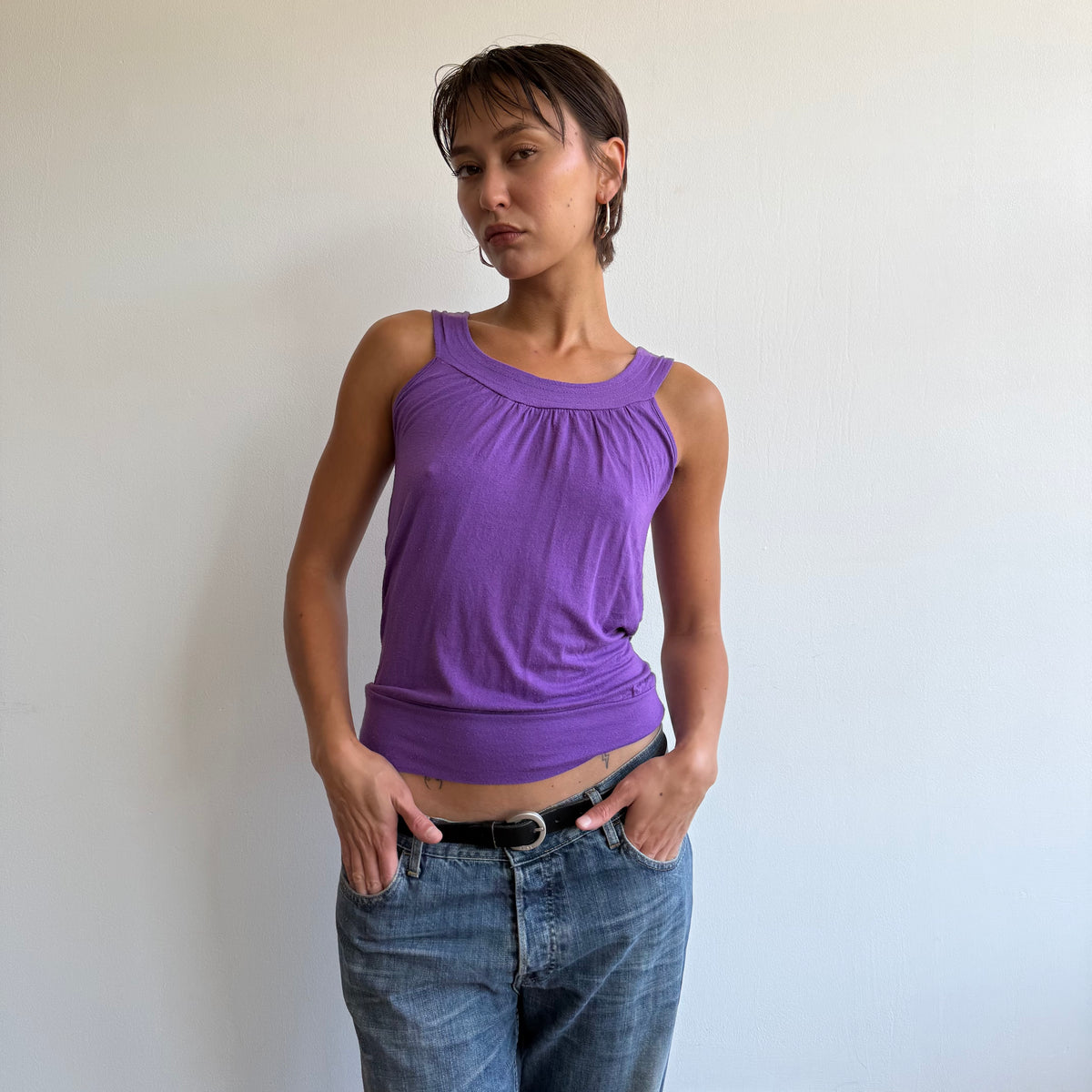 Purple open back top - Size S