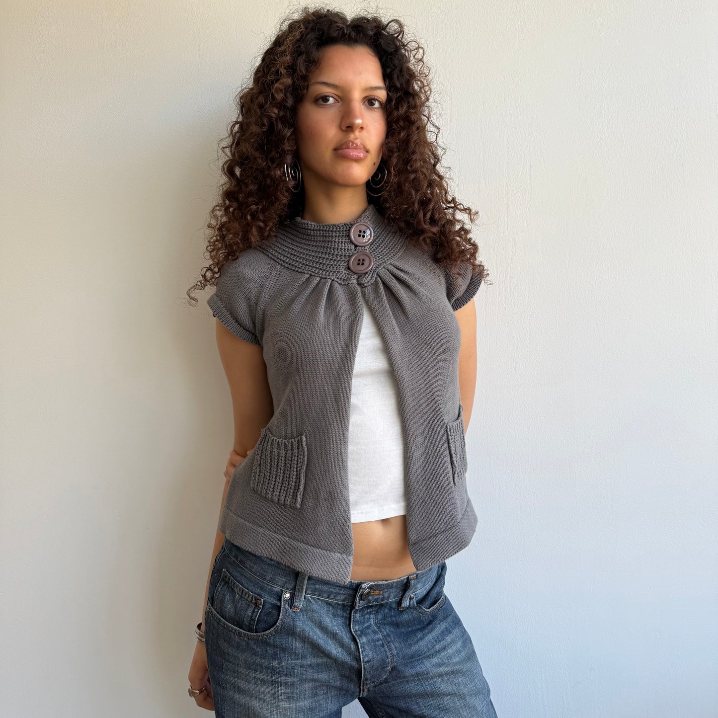 Grey open front Cardi - Size S