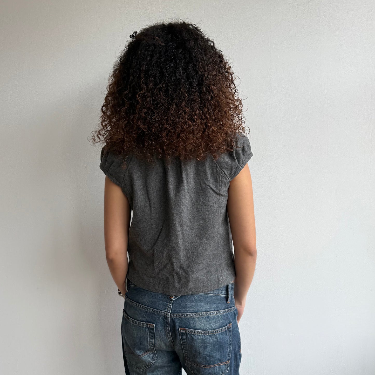 Grey short sleeve peacoat - Size S/M