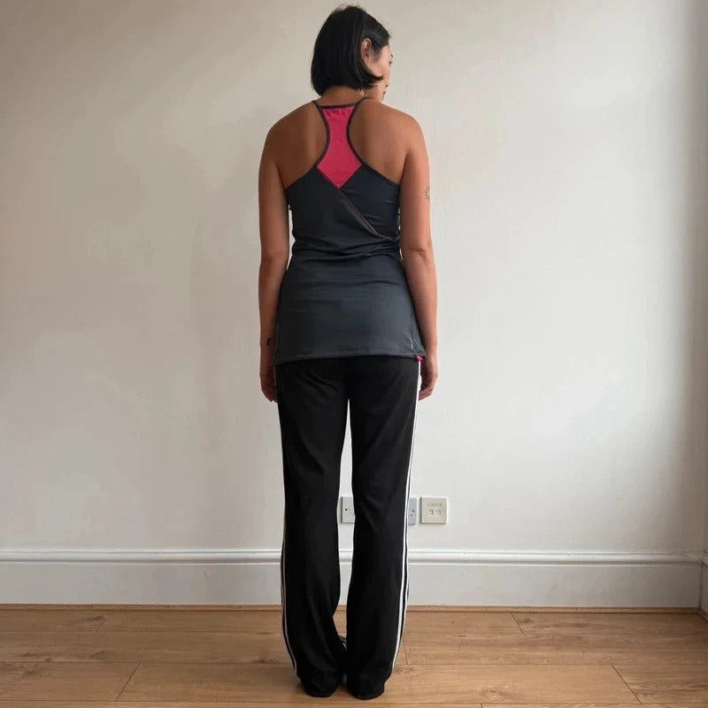 Charcoal + pink long gym top - Size M