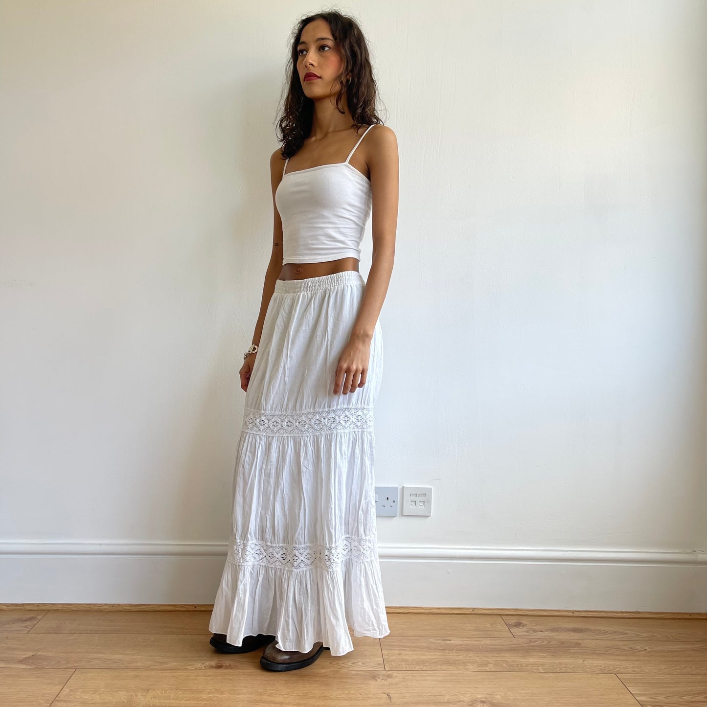 White boho maxi skirt - Size M/L