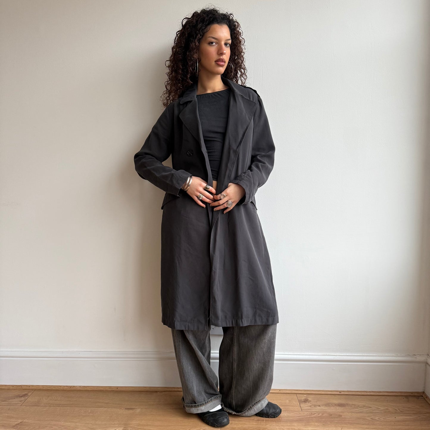 Charcoal grey trench - Size M
