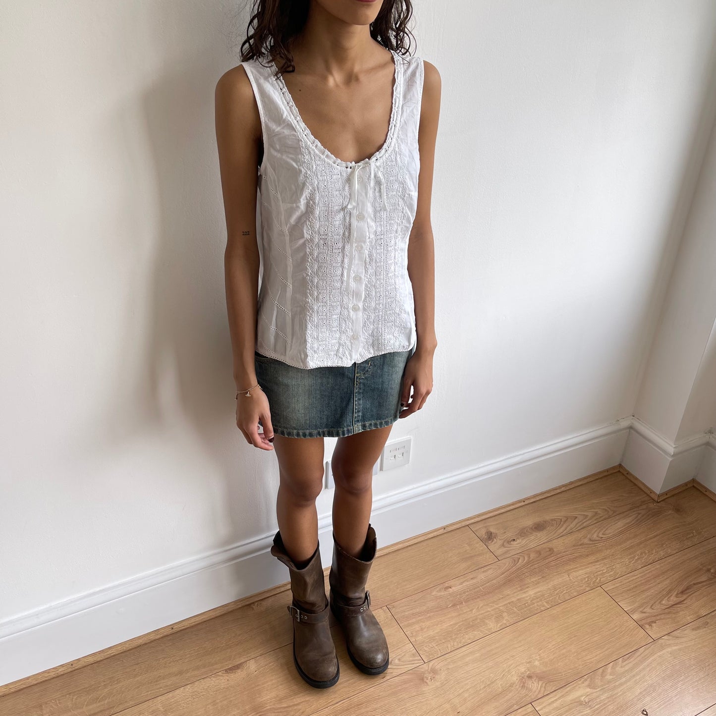 White milkmaid top - Size L
