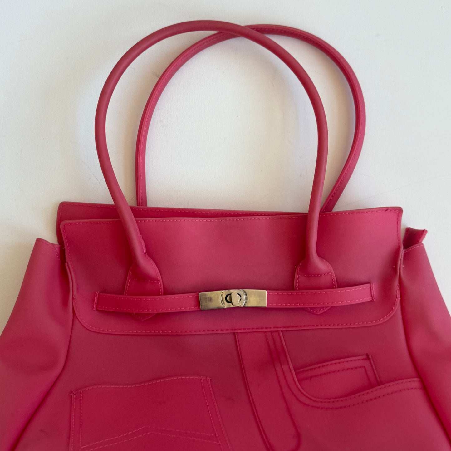 Hot pink jelly ‘firkin’ bag - One Size