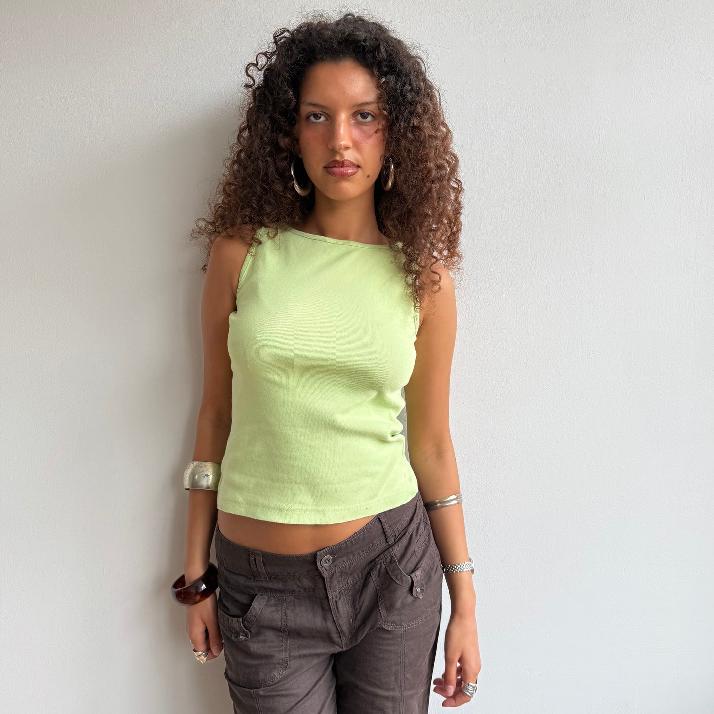 Green boatneck top - Size S