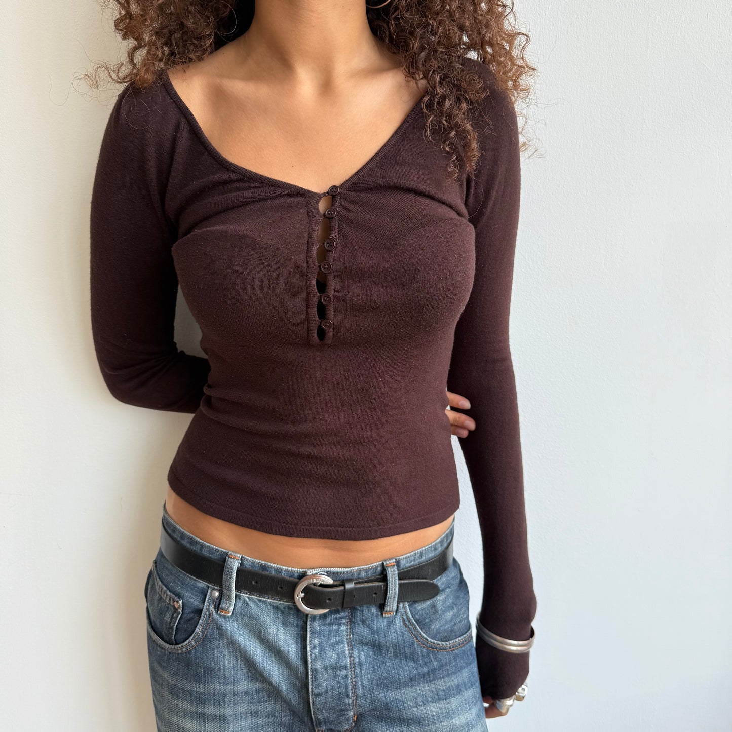 Brown soft v-neck knit - Size S