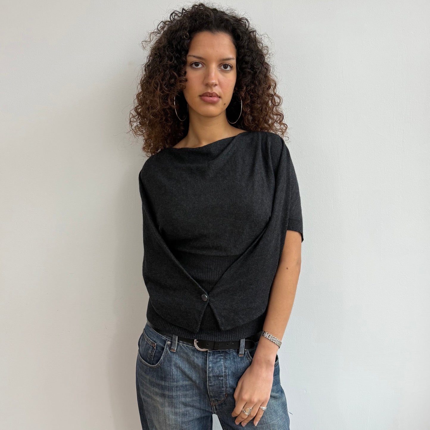 Cop Copine grey wrap button knit - Size S