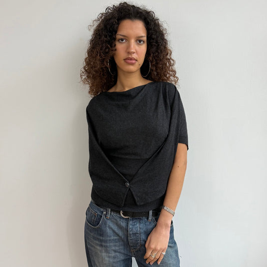 Cop Copine grey wrap button knit - Size S