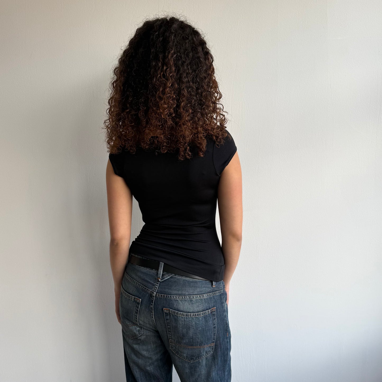 Black slouchy tie side top - Size S