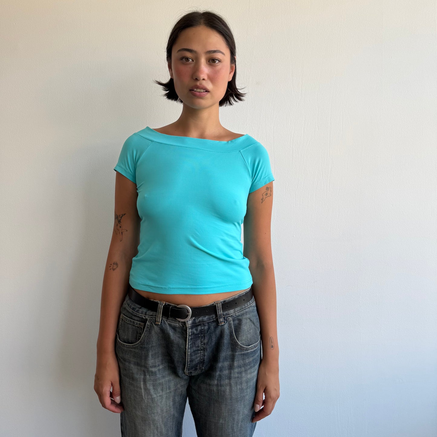 Turquoise Bardot top - Size S