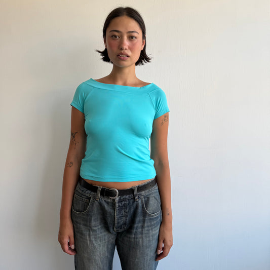 Turquoise Bardot top - Size S