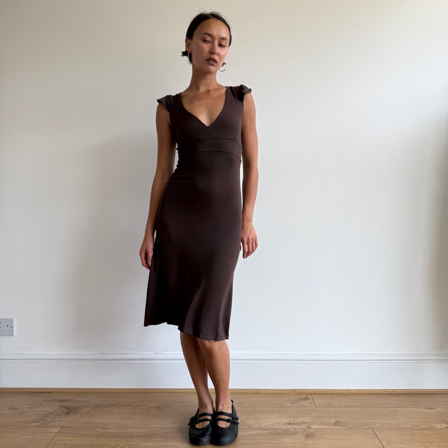Brown keyhole midi dress - Size S