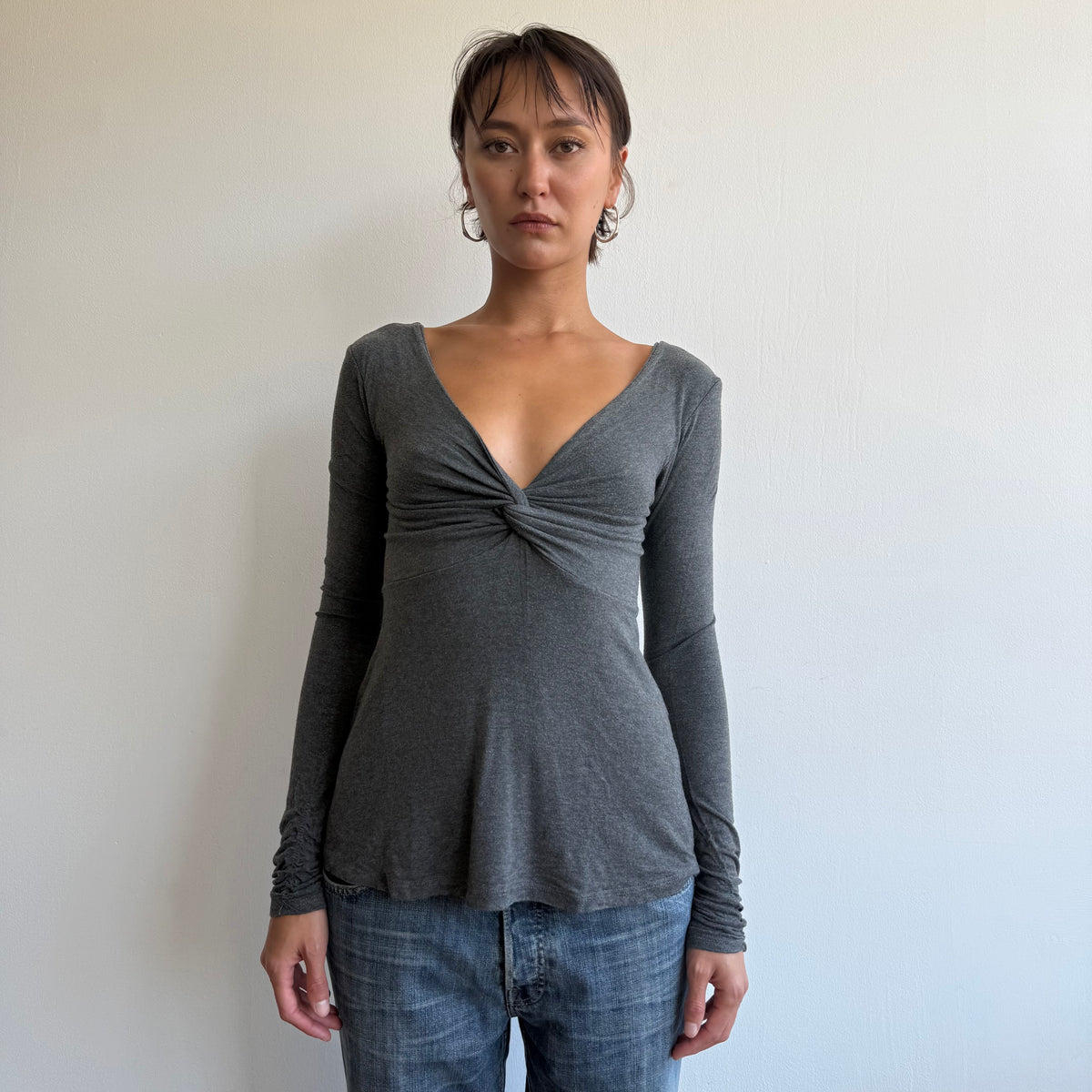 Charcoal twist keyhole top - Size S