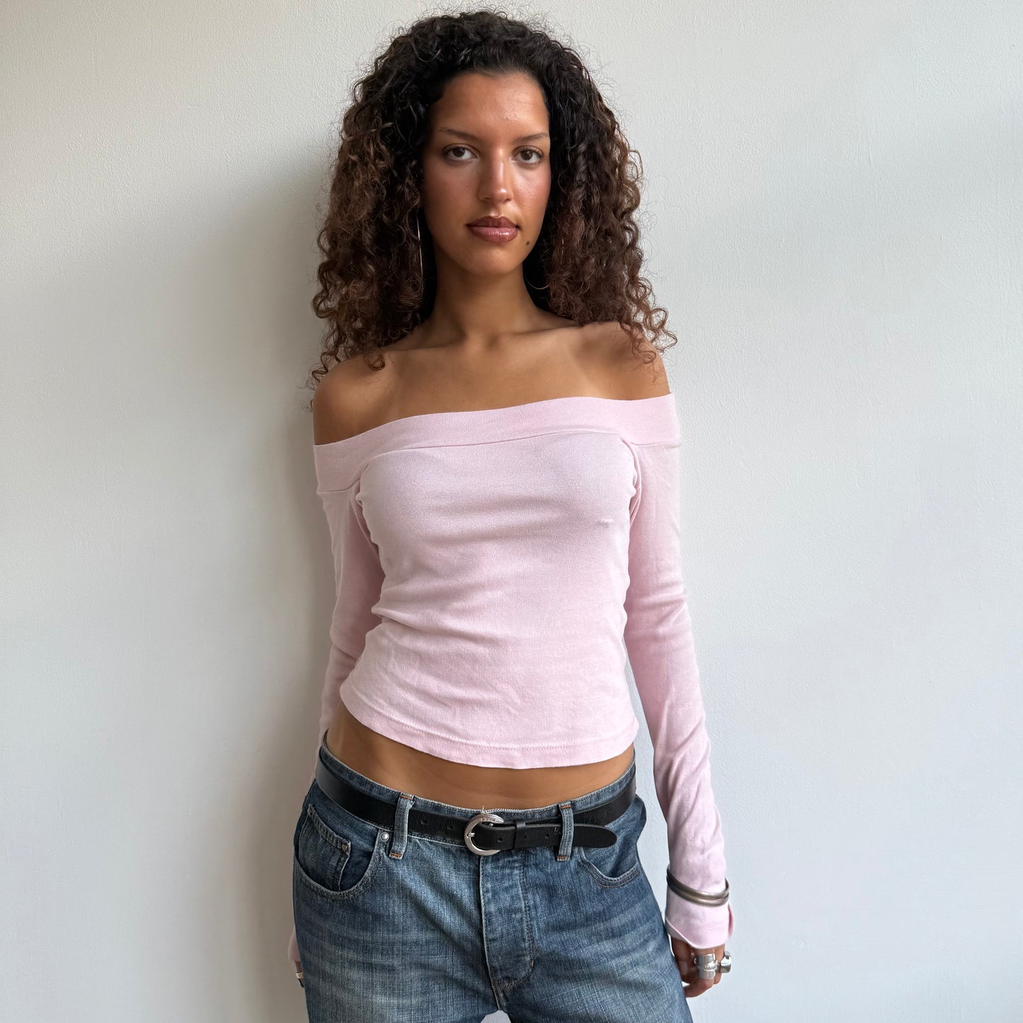 Pale pink bardot top - Size S