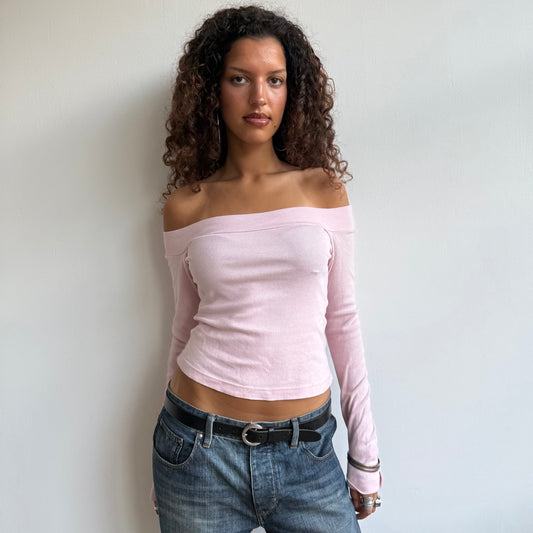 Pale pink bardot top - Size S