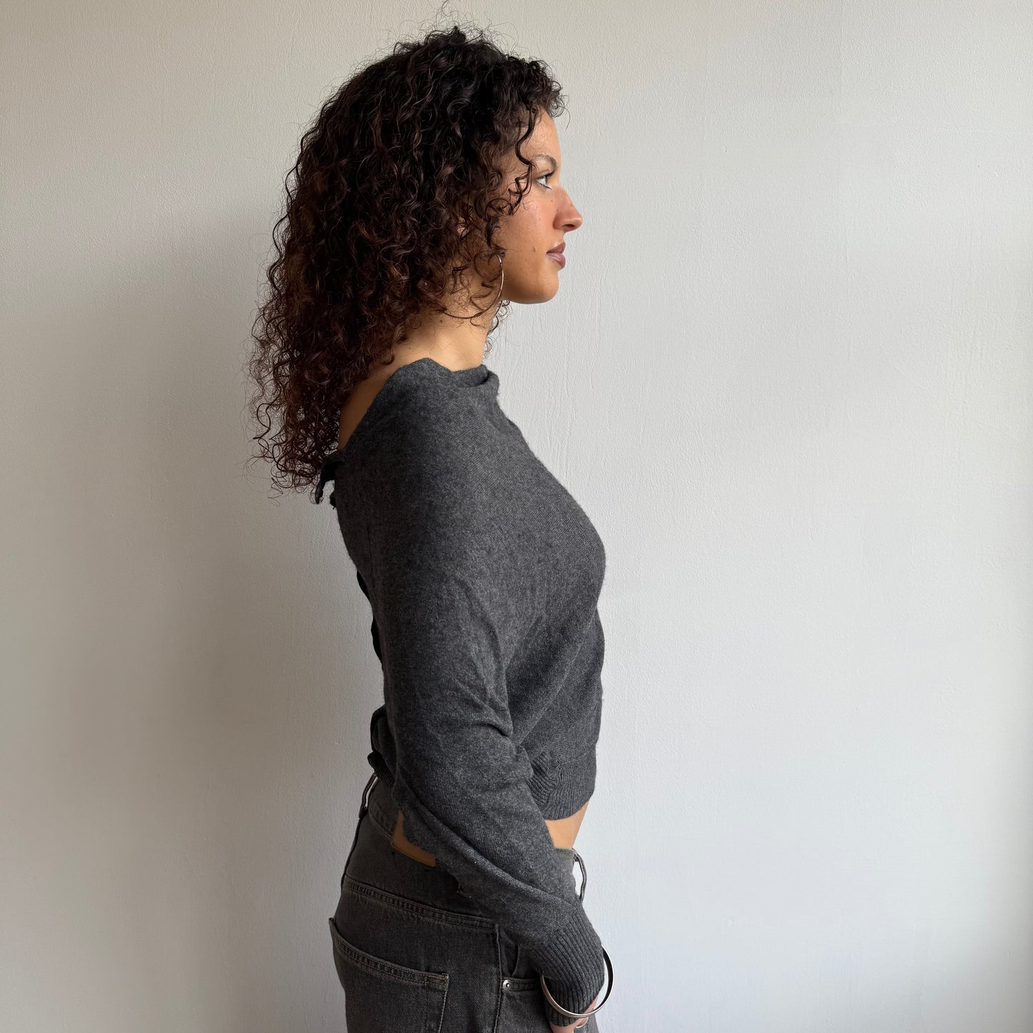 Grey slouchy batwing knit - Size XS