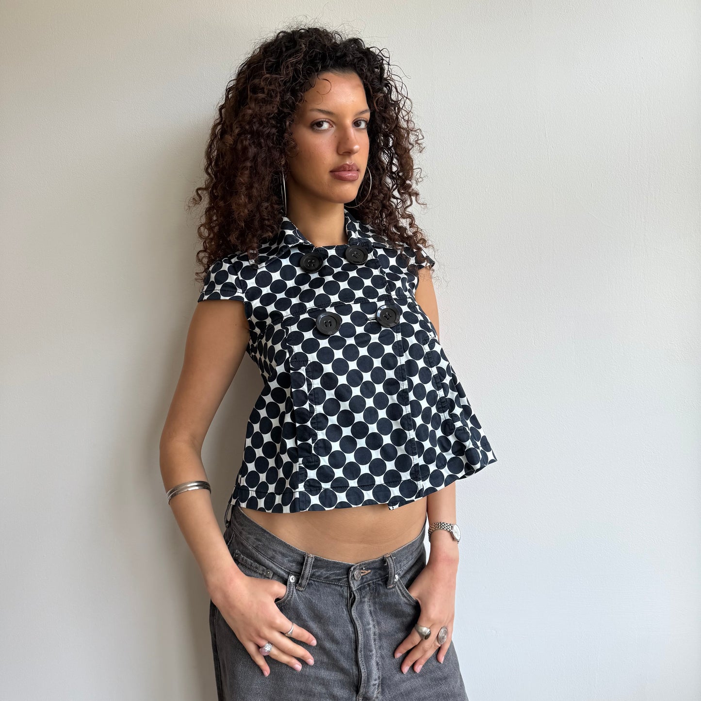 Polka dot short sleeve peacoat - Size S
