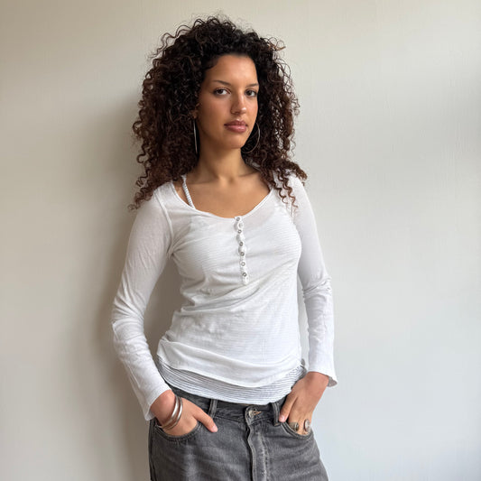 White + grey double layer top - Size M