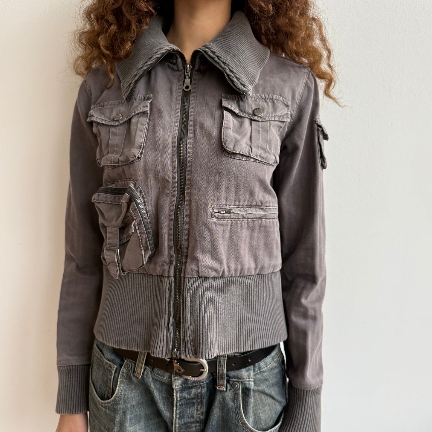 Grey cargo pocket bomber - Size M