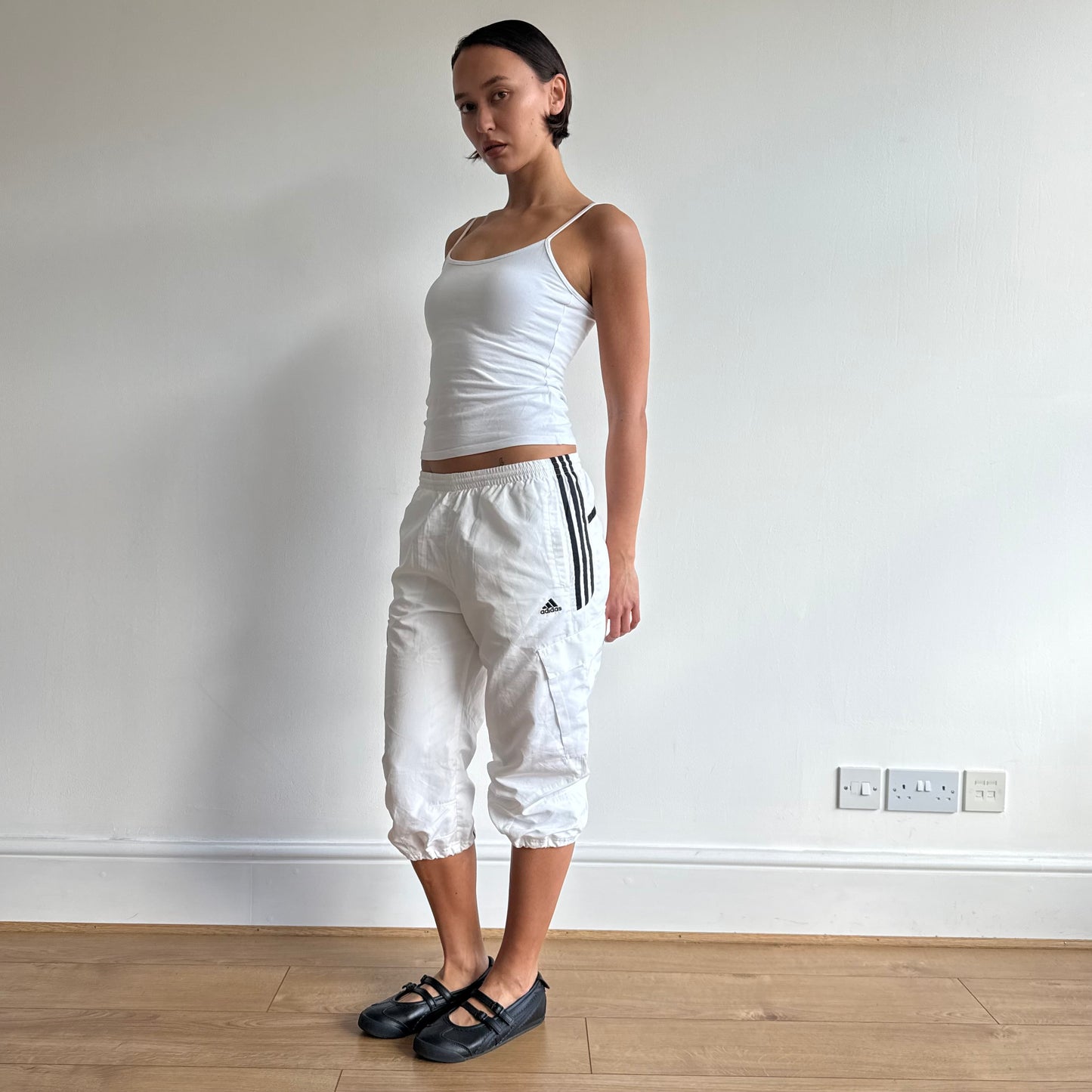White Adidas cargo capris - Size XS
