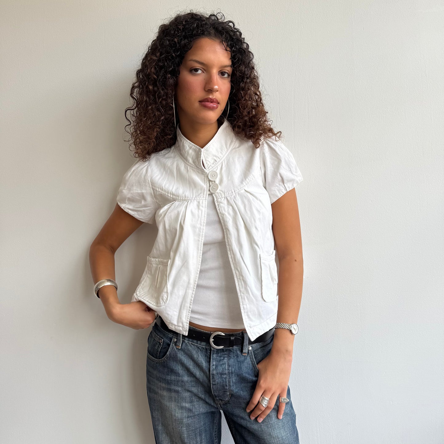 White open front peacoat - Size S
