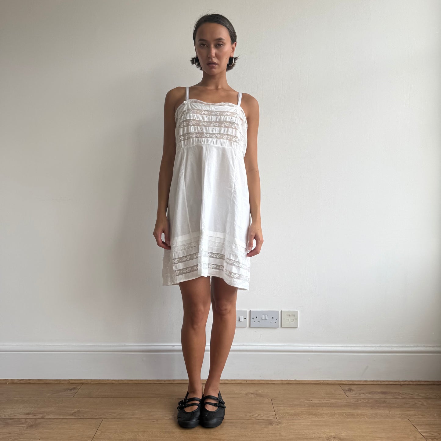 White lace insert milkmaid dress - Size L