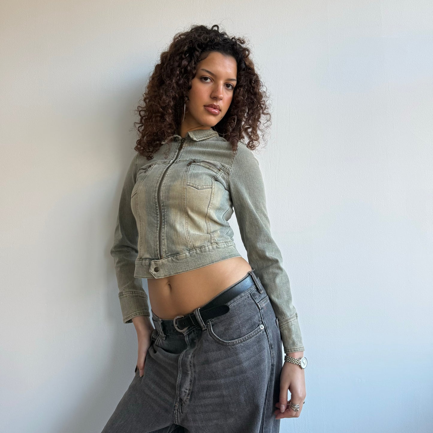 Blue wash denim jacket - Size XS