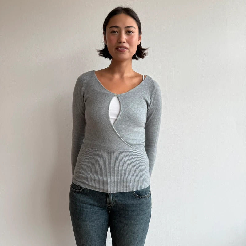 Grey Morgan keyhole front knit jumper - Size S