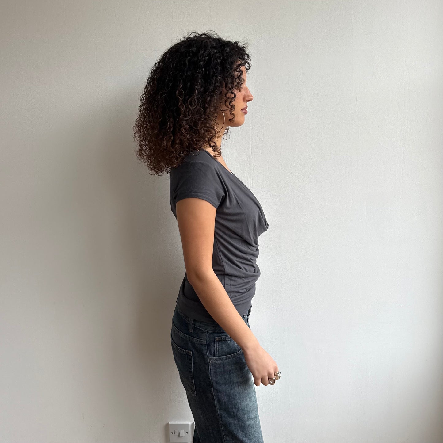 Charcoal grey cowl t-shirt - Size M