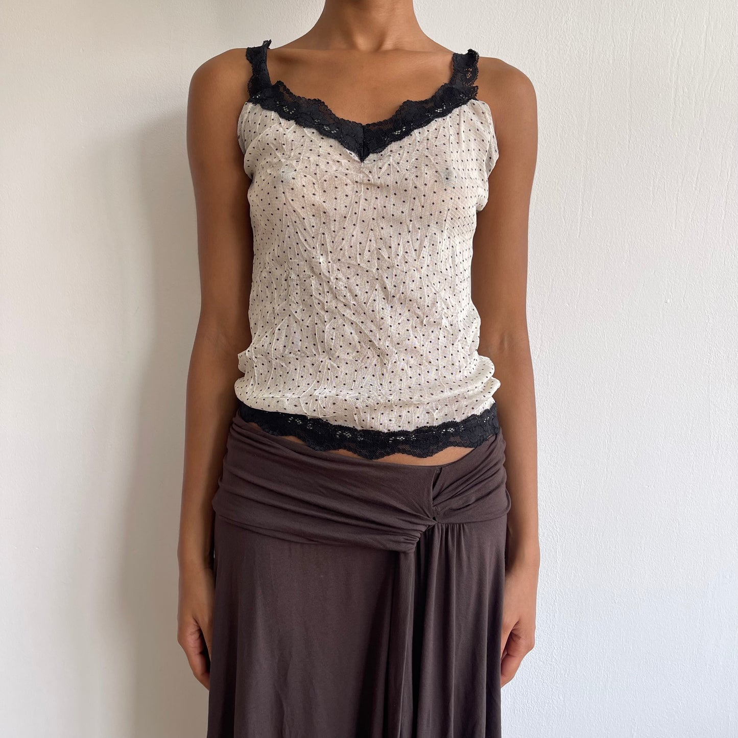 Polka dot mesh cami - Size S