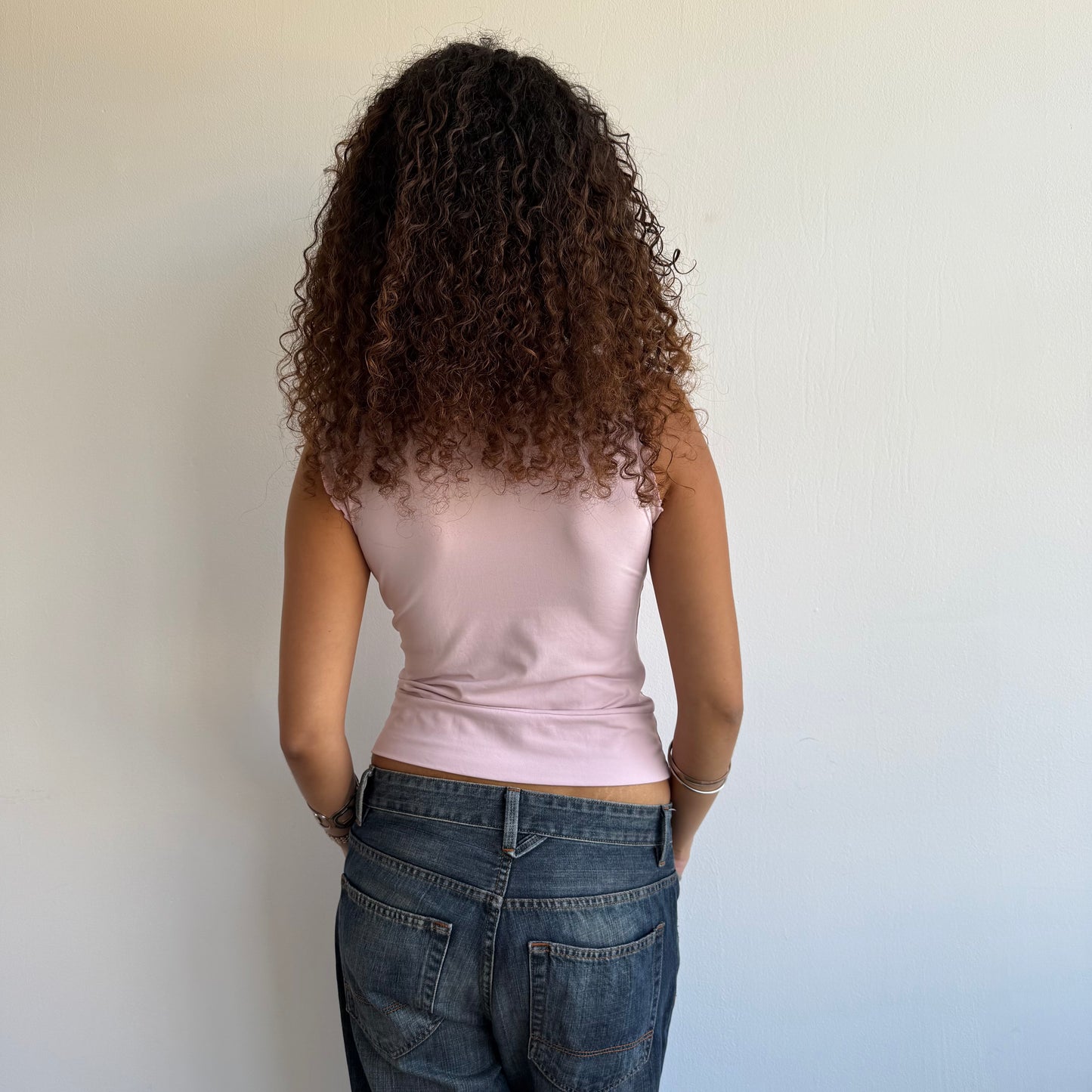 Pink wrap ruffle top - Size S/M