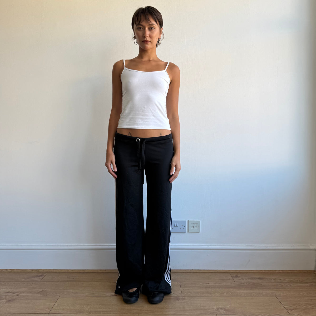 Black Adidas 3 stripe wide leg yoga pants - Size M