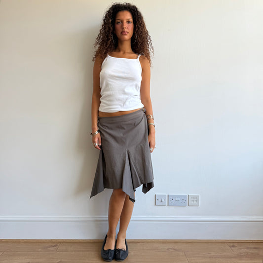 Khaki buckle midi skirt - Size M