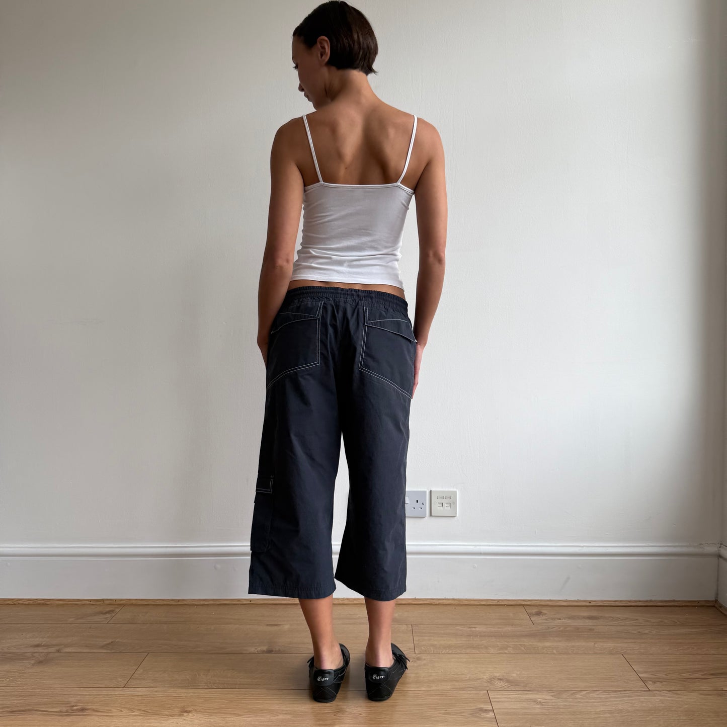 Navy Adidas pocket stitch capris - Size M