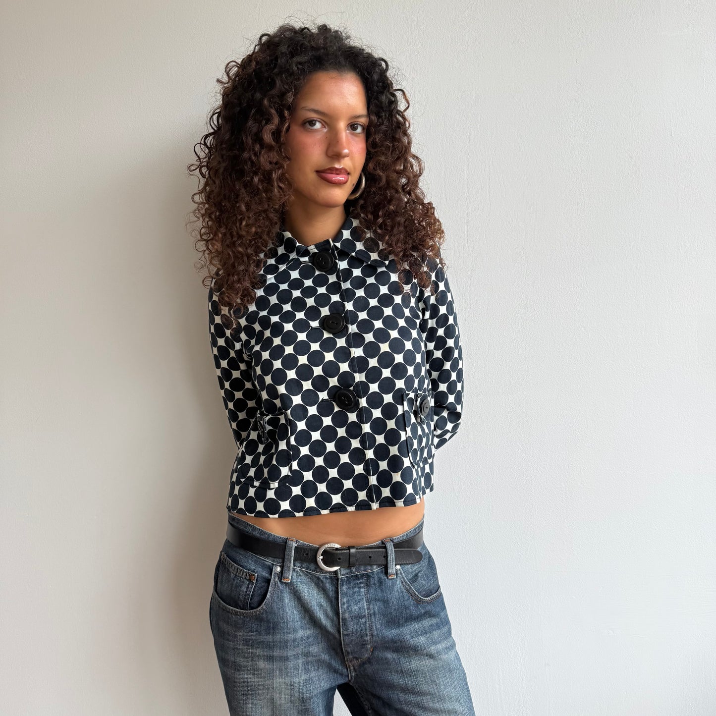 Polka dot long sleeve peacoat - Size S
