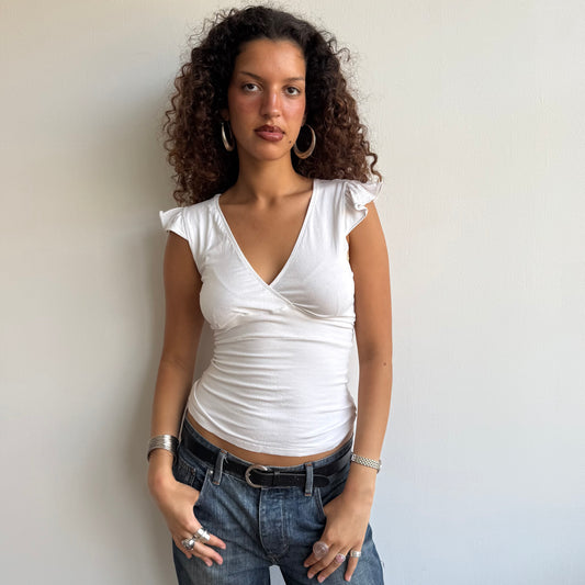 White keyhole wrap top - Size S