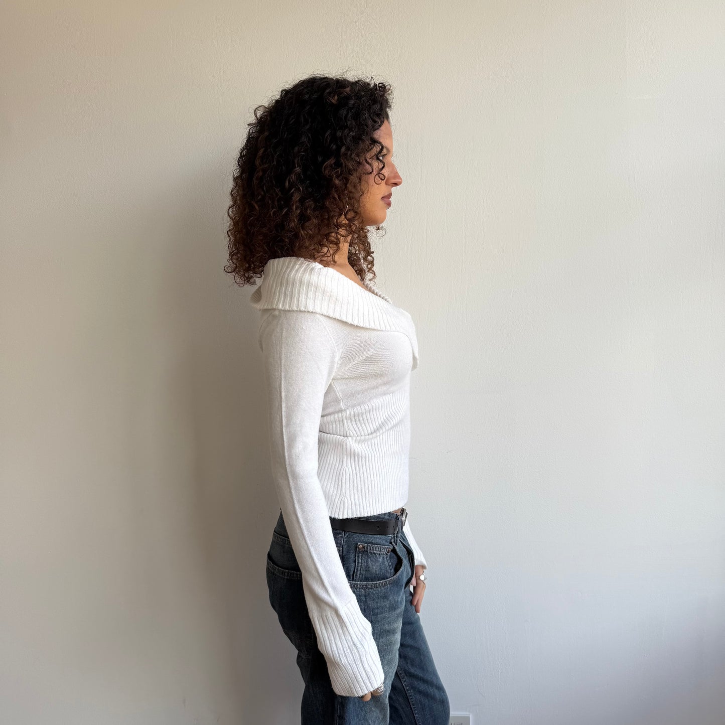 White wrap button knit - Size M