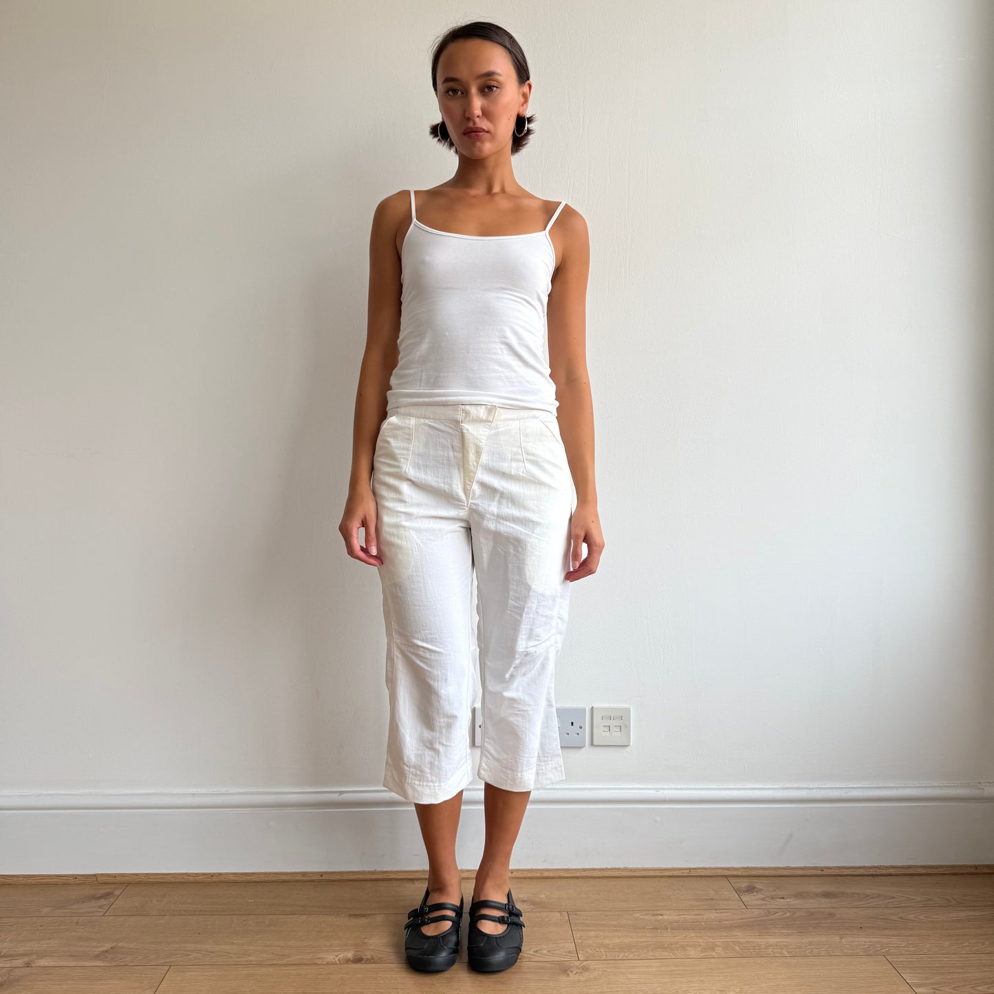Cream Adidas wrap waist capris - Size S